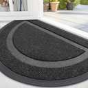 OLANLY Half Circle Door Mat Indoor Outdoor Entrance Welcome, Waterproof All-Season, All-Weather Doormat, Sturdy Natural Rubber, Low Profile, Easy Clean Patio Porch Entryway Mat, 59x23, Black