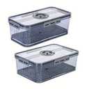 Bread Bin with Lid and Timer, Airtight Clear Glass Storage Container for Food Storage, Pastries, Breads, Biscuits and Cakes, BPA Free 2pc