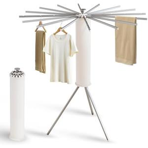 LIENAHU Clothes Drying Rack, Drying Rack Clothing, Laundry Drying Rack, Floor Standing, 16 Aluminium Poles, Collapsible, Retractable, Foldable, Folding Laundry Rack