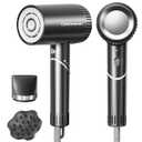 Hair Dryer, 100,000 RPM High-Speed Blow Dryers for Women & Men, Fast-Drying, 500 Million Negative Ions, Heat-Control, Low-Noise with Diffuser & Nozzle, Compact Foldable for Home Travel Use (Classic Black)