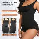 YIANNA Fajas Colombianas Shapewear for Women Postpartum Tummy Control Body Shaper Butt Lifter Bodysuit (Black, L)