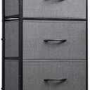 WLIVE Fabric Dresser, 5-Drawer Tall Dressers for Bedroom, Storage Dresser Organizer with Fabric Bins, Wood Top, Sturdy Steel Frame, Chest of Drawers for Closet, Hallway, Dark Grey