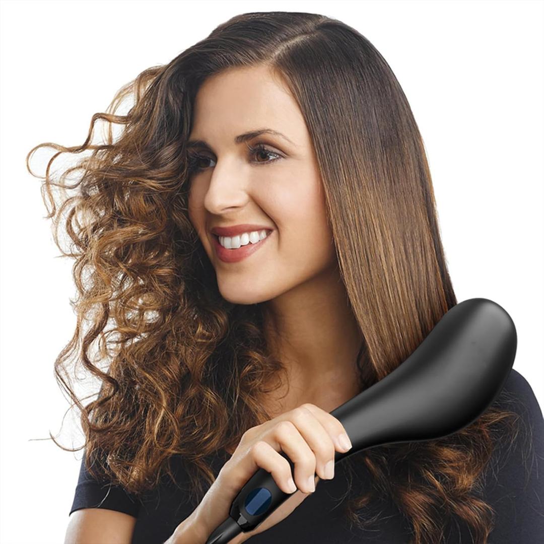 JINRI Volumizing Hair Iron, Hair Straightener Brush, Adjustable Temp, 360  Tail Rotation, Lasting Hair Volume, for Short Or Thin, Black