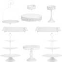 ZUMELER 9Pcs Cake Stand, White Metal CupCake Stand Holder Set for Dessert Table Plate Cupcake Round Cake Pedestals Stand Display Serving Tower for Wedding Brithday Party Celebration Home Decoration