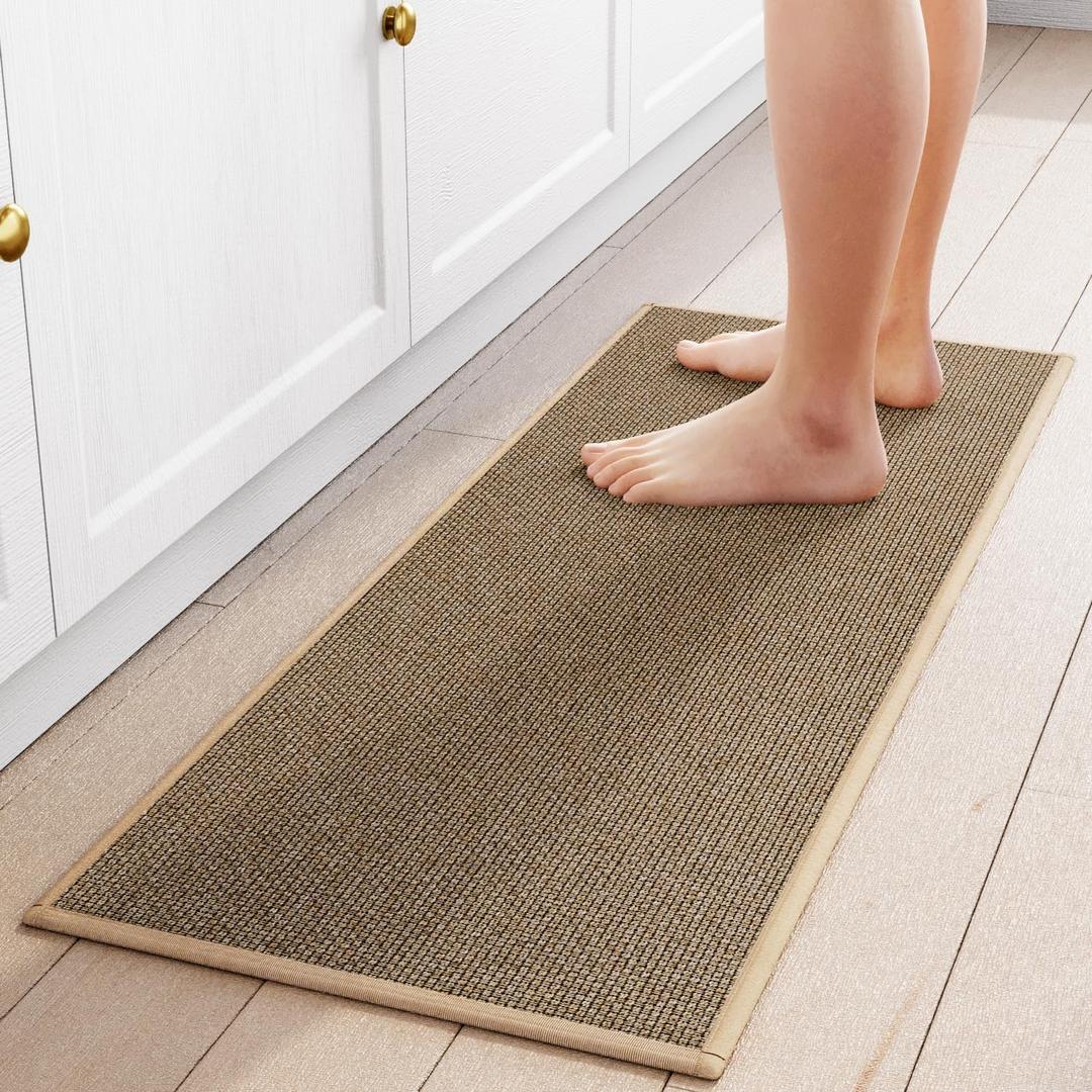 Kitchen Mat 1 PCS, Cushioned Non Slip Rugs for Kitchen Floor, Absorbent Runner Comfort Standing Mats Washable for Kitchen, Office, Home (Brown, 17.3"x47")
