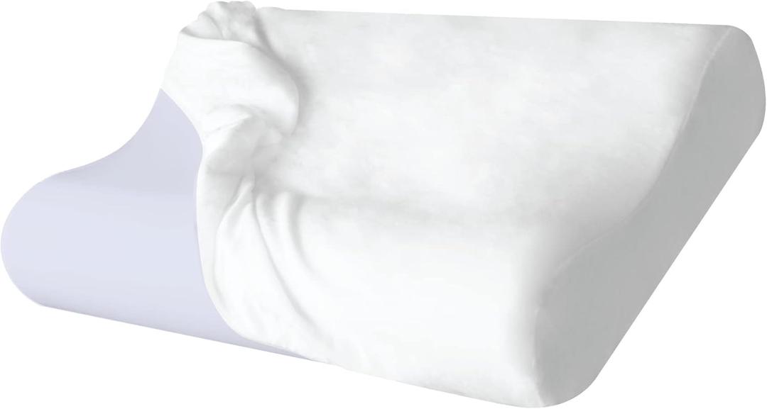 ZG Home ZGH-101 Memory Foam, Velvet Cover Pain Sleeping, Cervical Neck Support for Back and Side Sleepers Orthopedic Contour Premium Pillowcase (24x15) Queen Size White (CASE