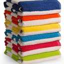 QUBA LINEN 100% Cotton Beach Towels, Cabana Stripe Beach Towel, Large Pool Towels, Highly Absorbent, Light Weight, Soft and Quick Dry Swim Towels, for Parties, Guests (Pack of 6)