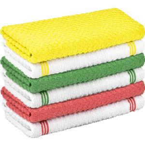 Nialnant 100% Cotton Dish Towels for Kitchen, Super Absorbent Tea Towels, Ultra Soft Hand Towels with Hanging Loop - 15x25, Green+Red+Yellow