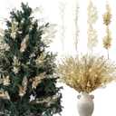40 Pack Gold Christmas Picks and Sprays for Tree 17.5'' Artificial Glitter Berry Stem Pick with Poinsettia Christmas Tree Filler Ornaments Tree Topper Branch for Xmas DIY Wreath
