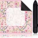 Chinoiserie Mahjong Mat with 1 Carrying Bag 31.5 x 31.5 Pink and White Rubber Anti Slip and Noise Reduction Multi Purpose Game Table Cover for Mahjong, Card, Board Tile Games