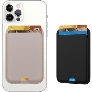 iLodn Magnetic Wallet Compatible with MagSafe for iPhone 17 16 15 14 13 12 Pro Max Air Plus Model, Mag 3 Safe Card Holder Stick on Accessories for Apple Cell Phone & Case, Black&Baby Pink