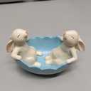 Braxio Easter Bunny Decorations Candy Dish - Resin Collectible Figurine Bunny Bowl for Spring Home Decor, Table Centerpiece & Holiday Candy Serving Bowl 5.2 x 3 x 3.4 Inch