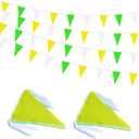 100 Feet 60 Pcs Yellow Green and White Pennant Banner Flags String Hanging Triangle DIY Flags, Bunting Streamers Decorations for Grand Opening, Birthday, Wedding, Party Celebration