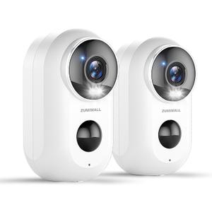 ZUMIMALL Security Cameras Wireless Outdoor, 2 Packs, 2K Cameras for Home Security, Outdoor/Indoor Camera Battery Powered, 2.4G WiFi, Magnetic Mount,3MP Color Night Vision/Siren/PIR/AI/Cloud/Alexa