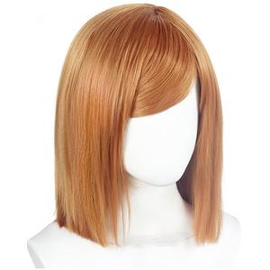 ESUNO Hair Cap+Short Ginger Wig with Bangs light Brown Bob Wig for Women Anime Costume Brown Cosplay Outfit Short Straight Side-Parted Hair for Cosplay Halloween Party Performance Mardi Gras, 0.04 x 0.04 x 0.04 ''