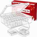 Mathtoxyz Bead Organizer Box, 30Pcs Small Beads Organizers and Storage Plastic Cases Mini Clear Dimond Storage Containers Boxes with Hinged Lid and Rectangle for Bracelet Making DIY Jewelry Craft Nail