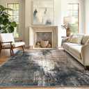 GENIMO Washable Area Rugs for Living Room Bedroom, 9x12 Modern Abstract Non Slip Rug, Low Pile Soft Contemporary Indoor Floor Carpet Cover for Dinning Room Kitchen, Black