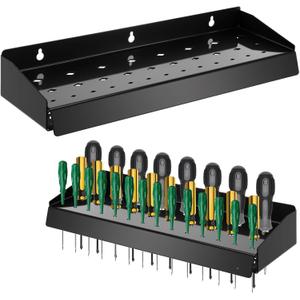 Lemecima Screwdriver Holder, Wall Mount Storage Rack Organizer for Workshop, Shed, Garage, Home, Stores up to 32 Screwdrivers or Small Tools