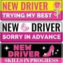 5pcs New Driver Magnet for Car, 11x3.35in Reflective Funny Student Learner Driver Magnetic Stickers Waterproof Removable Bumper Safety Rookie Attention Sign Decal for Beginners Learning (Rose)