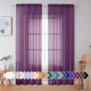 Simplebrand Plum Purple Sheer Curtains 84 Inches Long 2 Panels, Light Filtering Rod Pocket Solid Color Window Sheer Curtain Panels, Elegant Curtains & Drapes for Living Room, Bedroom, 42" W x 84" L