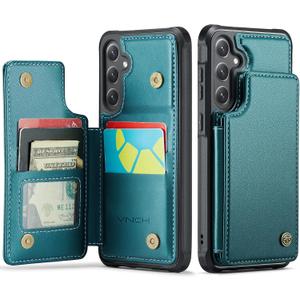 Vinich for Samsung Galaxy S26 Plus Wallet Case with Card Holder, RFID Blocking Credit Slots Kickstand Shockproof Phone Cover for Women Men, Bluish Green