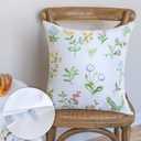 Pillow Covers 18 x 18 Inches Set of 2 White Soft Throw Pillow Covers Farmhouse Decoration Exquisite Embroidery Cushion Covers for Home Bed Couch Sofa (Garden-green)