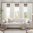 Natural Linen Blackout Curtains 84 Inch Length 2 Panels for Bedroom Living Room Darkening 100% Black Out Ivory Cream Curtain with White Back Tab Modern Farmhouse Thermal Insulated Boho Drapes 7ft Long