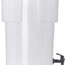 Carlisle FoodService Products Round Beverage Dispenser Drink Dispenser with Spigot for Catering, Plastic, 5 Gallons, White