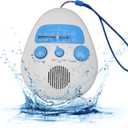 Shower Radio, Splash Proof AM FM Radio with Rotating Knob, Built in Speaker, Adjustable Volume, for Bathroom Outdoor Use