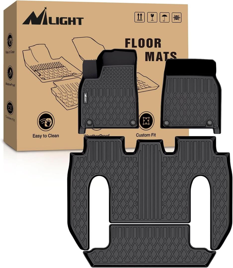 Nilight TPE Floor Mats for Tesla Model X 6 Seater 2022 2023 2024 2025 All Weather Custom Fit Heavy Duty Floor Liners