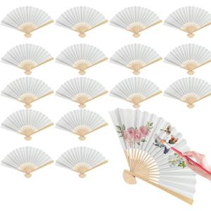 17 Pcs White Paper Fans Bulk, 10 Inch Double-Sided White Wedding Paper Fans, Elegant Folding Hand Fans for Weddings, Parties, Decorations
