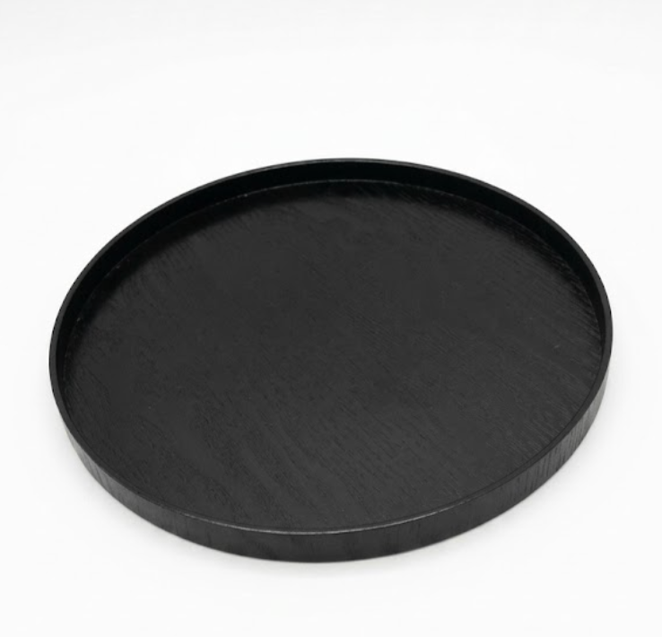 Wooden Round Serving Tray For Ottoman Coffee Table Candle Holder Tray Kitchen Counter Island Accents Home Decor Circle Circular Wood Centerpiece Trays for Dining Room Table