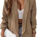 KIRUNDO Blazers for Women Oversized Business Casual 2026 Spring Fall Fashion Long Sleeve Open Front Work Office Suit Jackets (Large, Khaki)