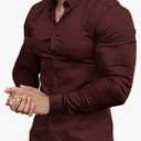 Boonlight Men's Stretch Wrinkle-Resistant Solid Color Long Sleeve Dress Shirt – Slim Fit Casual Button Down Shirt XS