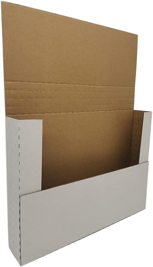50 Pack 12.125x9.125x2'' Easy-Fold Corrugated Mailers, Height adjustable Small Shipping boxes for Packaging Mailing books, white (W1292E50)