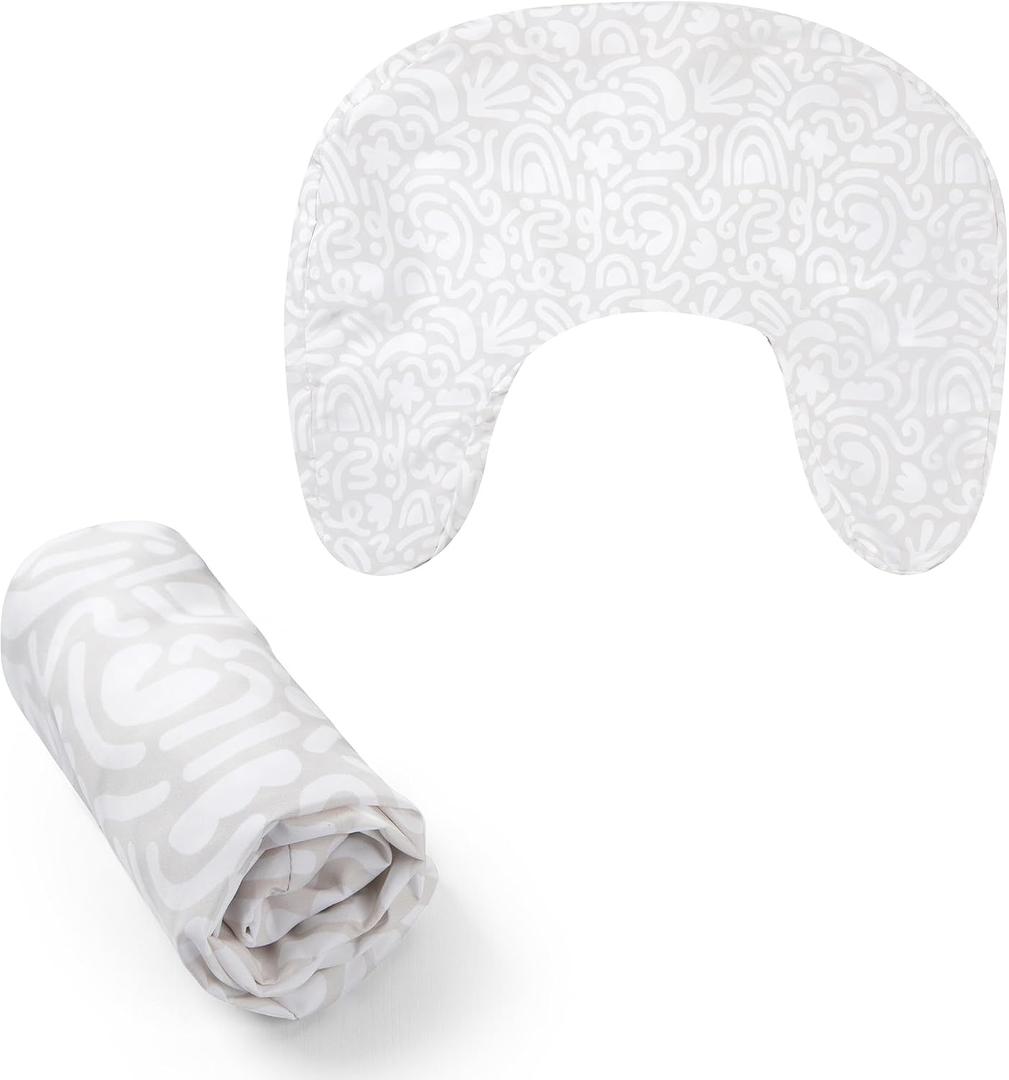Boppy Nursing Pillow Cover - Soft, Hypoallergenic Washable Microfiber Bottle & Breastfeeding Pillow Covers (Redesigned Feeding Pillow Sold Separately) - Cream Retro Squiggles