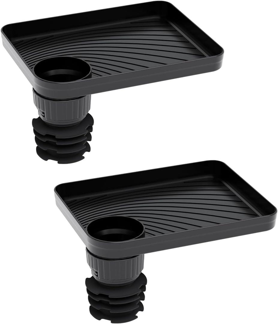 SEVEN SPARTA Car Seat Tray for Kids Toddler Travel with Soft Rubber Base, Rotatable and Removable Cup Holder Snack Tray for Food Color and Play for Family Road Trip Essentials (2, Standard Base)