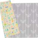 Baby Care Play Mat (Large, Sea Petals - Grey) 82'' x 55'' Original One-Piece Reversible Rollable Waterproof Play Mat for Infants, Babies, Toddler, and Kids