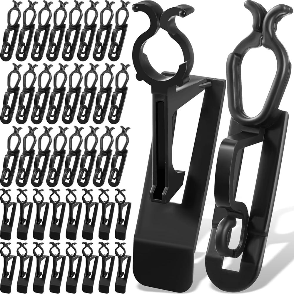 Queekay 120 Pcs All in One Christmas Light Clips Universal Gutter and Shingle Clip for C7, C9 and Mini Lights Outdoor Light Clips for String Lights Roof and Gutter Holiday Plastic Gutter Clips (Black) 