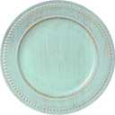 13" Vintage Charger Plates, Turquoise Beaded Chargers for Dinner Plates Set of 6, Reusable Decorative Charger Plate Set Bulk Wedding, Suitable for Easter, Anniversaries, Valentine's Day, Baby Shower