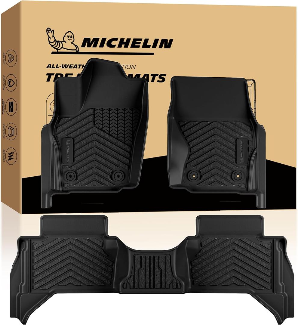 Michelin Vehicle Mats, Premier Series All-Weather TPE Custom Fit Liner for Toyota Tacoma Gas 2024-2026 Double Cab Auto Trans (3 Piece)