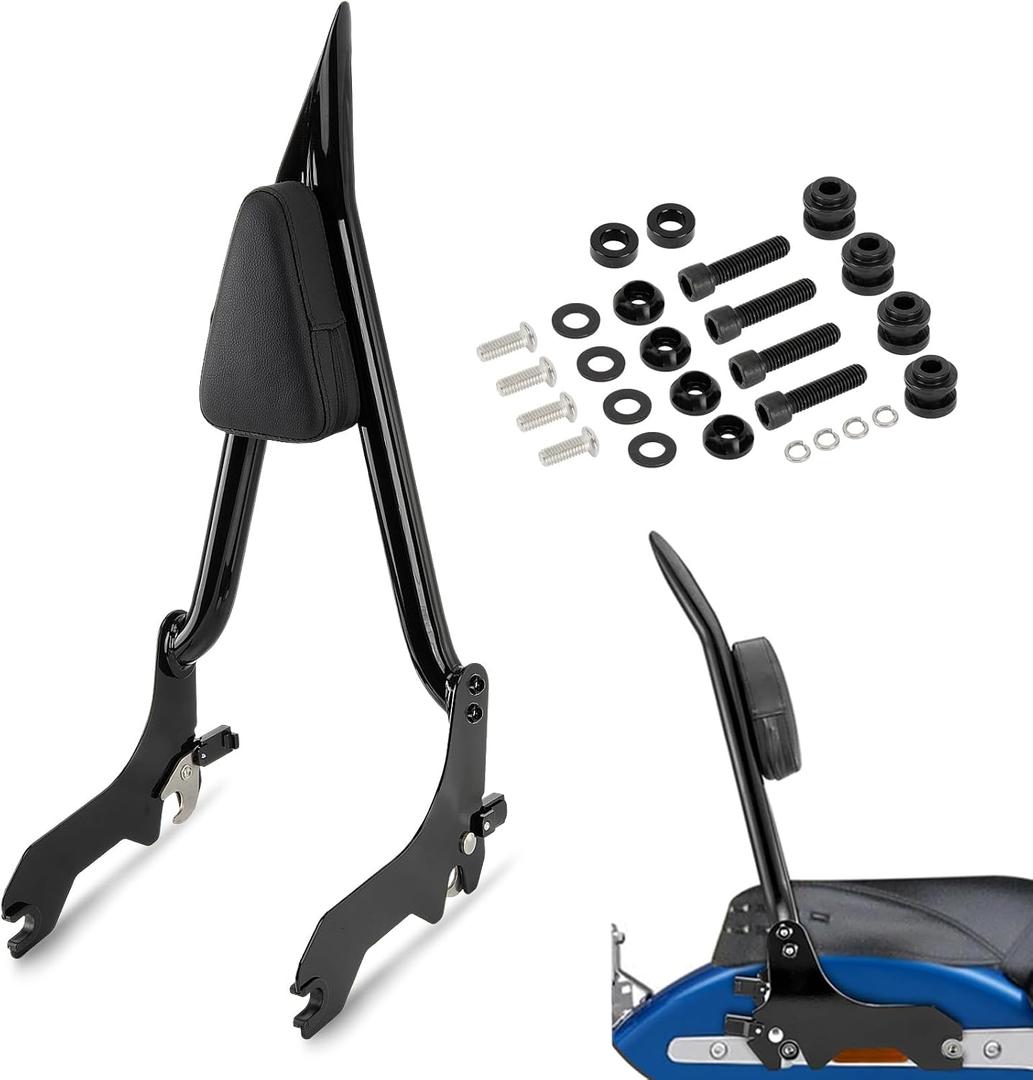 25" Detachable Sissy Bar Passenger Backrest with Pad for Softail 2018-2026 | Solid steel, for motorcycle extended journeys, reduces passenger fatigue, gloss black, for Street Bob FXBB FXBBS Slim FLSL