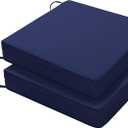 Favoyard Patio Chair Cushions 19 x 19 x 3 Inch Waterproof Outdoor Seat Cushions for Patio Furniture 3-Year Color Fastness Garden Sofa Couch Pads with Handle & Adjustable Straps Set of 2, Blue