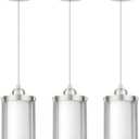 Brushed Nickel Pendant Lights Kitchen Island 3 Pack, Modern Kitchen Pendant Lighting Over Island with Milk Glass, Farmhouse Mini Hanging Light for Sink Dining Room, OS-3014-3PBN
