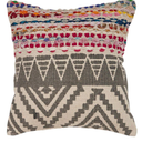 LR Home Throw Pillow, Off White/Chindi, 18×18 Inch