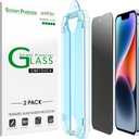 amFilm Auto-Alignment OneTouch for iPhone 16e/14/13/13 Pro [6.1''] privacy Screen Protector,Tempered Glass, 30 seconds Installation, Bubble Free, Case Friendly, Anti-Scratch [2Pack]
