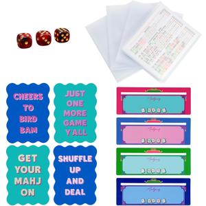 4 in 1 Mahjong Accessories with Mahjong Shuffler Cards Sleeve Mahjong Line Finder & Dice, Mahjong Card Holder Fit Large Print Size(6 1/8x4 3/4) for NMJL Card 2025 2026