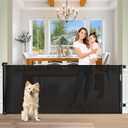 Baby Gate Extra Wide 65" Space Saving Retractable Mesh Gates for Kids or Pets Movable Retractable Baby Gates Indoor Outdoor Retractable Gate Dog Gates for Doorways, Stairs, Black