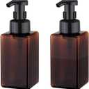 UUJOLY Foaming Soap Dispenser, 450ml (15oz) Refillable Pump Bottle Plastic for Liquid Soap, Shampoo, Body Wash (2 Pcs) (Amber)