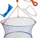 Palmyth Wire Grid Bottom Crab Nets Two Ring Crab Kit with Harness and Bait Clip 24” X 20” X 12”
